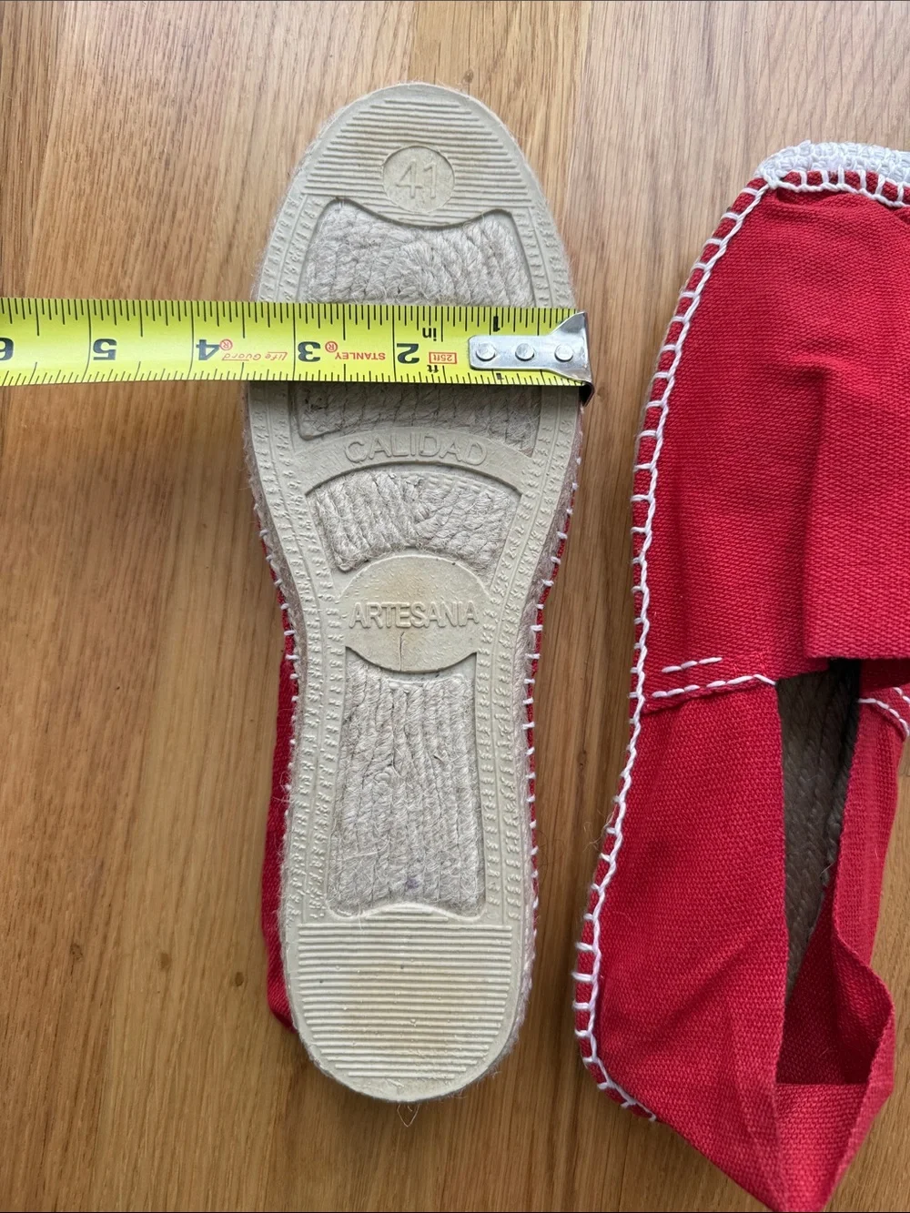 Women’s Red Canvas Espadrilles Handmade Authentic Sz 41
